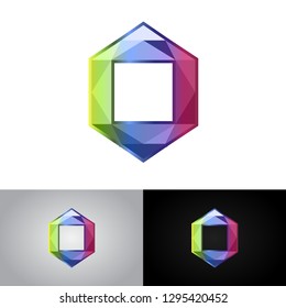 Colorful hexagon cut precious stones-element. Symbol for your business or company identity. - Vector