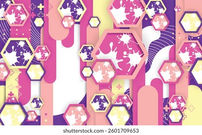 Colorful hexagon decorative background vector, eps 10, editable.