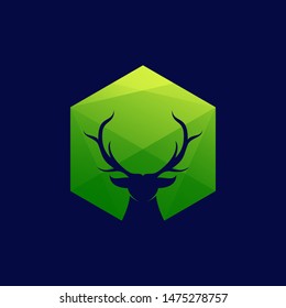 Colorful Hexagon Deer illustration design