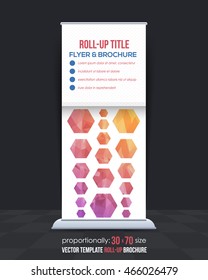 Colorful Hexagon Elements Roll-Up Banner, Advertising Vector Background Design
