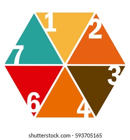 colorful hexagon figure with sections and numeration vector illustration