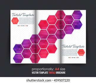 Colorful Hexagon Frames Tri-Fold Brochure Design. Corporate Leaflet, Cover Template
