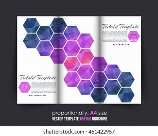 Colorful Hexagon Frames Tri-Fold Brochure Design. Corporate Leaflet, Cover Template