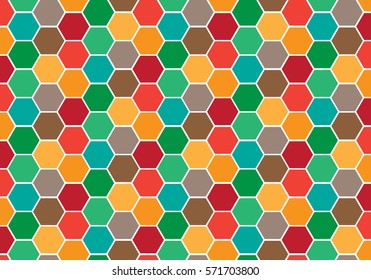 Colorful of hexagon geometric pattern background.
