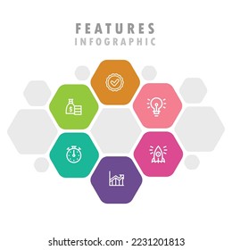 colorful hexagon Infographic with 6 steps Vector