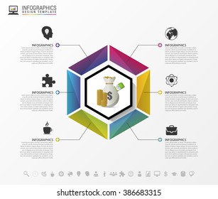 Colorful Hexagon. Infographic Business Concept. Vector Illustration