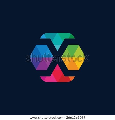 Colorful Hexagon Letter X Logo Design Vector Template
