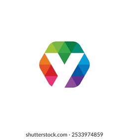 Colorful Hexagon Letter Y Logo design vector template