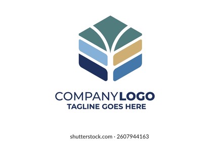 Colorful Hexagon Logo with Bold Geometric Shapes Vibrant Hues and Modern Appeal