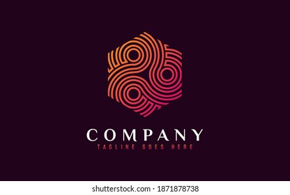 Colorful Hexagon Logo Design with Abstract Lines Shapes Inside. Usable For Business, Community, Industrial, Foundation, Services Company. Flat Vector Logo Design Illustration.