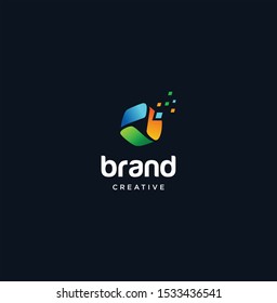Colorful Hexagon Logo Design Vector Stock . Hexagon ribbon polygon Logotype concept icon  