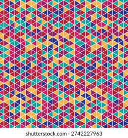 Colorful Hexagon Mosaic Pattern – Red, Orange, Teal, Purple, Blue Tessellation Design