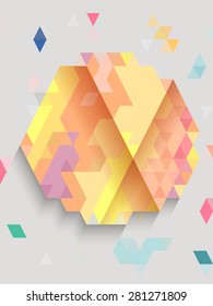 Colorful hexagon on gray background