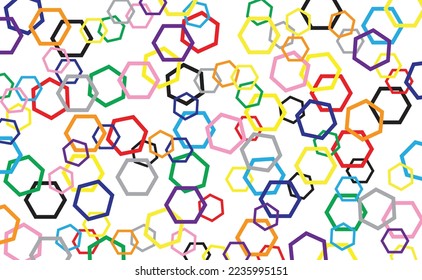 The colorful hexagon is overlapping on the white background.