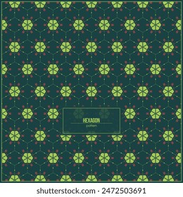 colorful hexagon pattern with modern style and dark green background