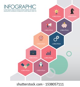 Colorful hexagon presentation template. Vector illustration