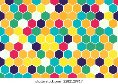 Colorful hexagon seamless pattern. Vector background.