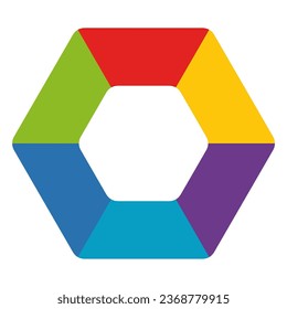 Colorful hexagon shape chart, infographic template diagram vector 6 segments.