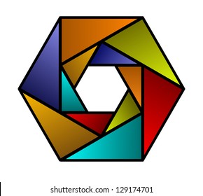 Icono de vector colorido en forma de hexágono