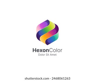 Colorful hexagon with smooth gradient logo