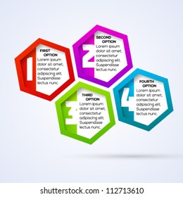 Colorful hexagon template with numbers for different business design. Vector illustration.