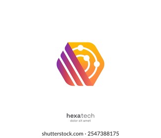 Colorful hexagon with triple connecting logo