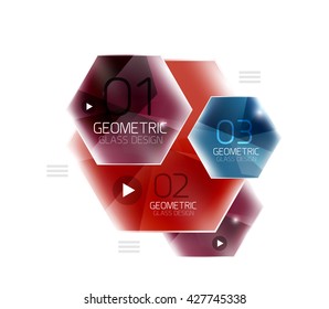 Colorida caja web hexagonal. Fondo geométrico abstracto brillante
