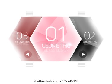 Colorful hexagon web box. Glossy abstract geometric background