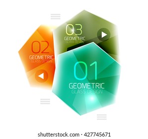 Farbige Hexagon-Webbox. Glossy abstrakter, geometrischer Hintergrund