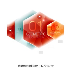 Colorida caja web hexagonal. Fondo geométrico abstracto brillante