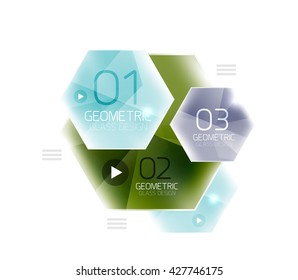 Colorful hexagon web box. Glossy abstract geometric background