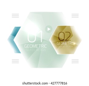 Colorful hexagon web box. Glossy abstract geometric background