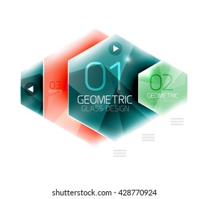 Colorful hexagon web box. Glossy abstract geometric background