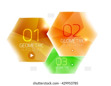 Farbige Hexagon-Webbox. Glossy abstrakter, geometrischer Hintergrund