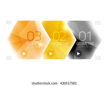 Colorful hexagon web box. Glossy abstract geometric background