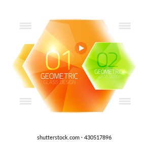 Colorful hexagon web box. Glossy abstract geometric background
