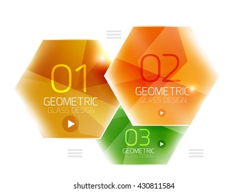 Colorful hexagon web box. Glossy abstract geometric background