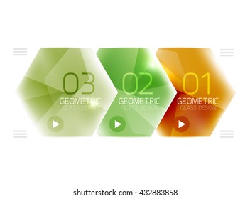 Colorful hexagon web box. Glossy abstract geometric background