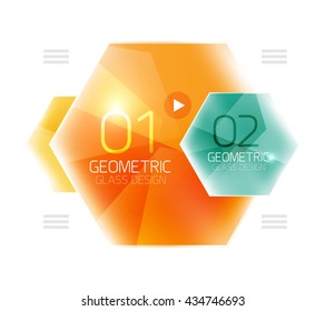 Colorful hexagon web box. Glossy abstract geometric background