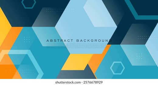 Colorful hexagonal abstract 3D background with blue and orange combination color pattern. Eps10 vector