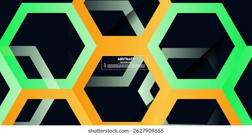 Fondo abstracto hexagonal colorido con patrón de color de combinación verde y naranja. Vector Eps10