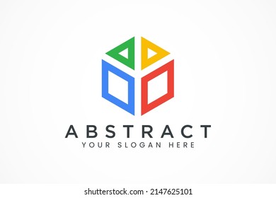 colorful hexagonal cube box logo template