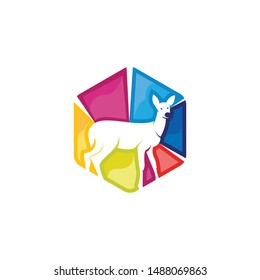 Colorful hexagonal deer logo vector design template