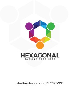 Colorful hexagonal icon design template. flat style design isolated on white background