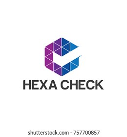 Colorful hexagonal illustration template. check icon illustration vector template. flat style design isolated on white background
