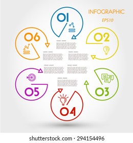 colorful hexagonal infographic linear concept. infographic concept.