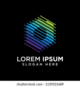 Colorful hexagonal letter D logo template