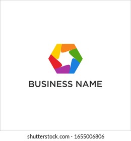 colorful hexagonal logo template. community vector design