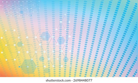 Colorful Hexagonal Network Pattern with Glowing Spheres abstract Futuristic