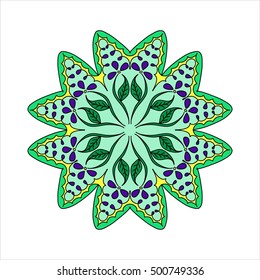 Colorful hexagonal pattern. Floral ethnic mandala